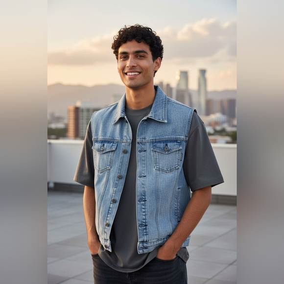 Ring of Fire Light Blue Denim Vest - Picture 8 of 8